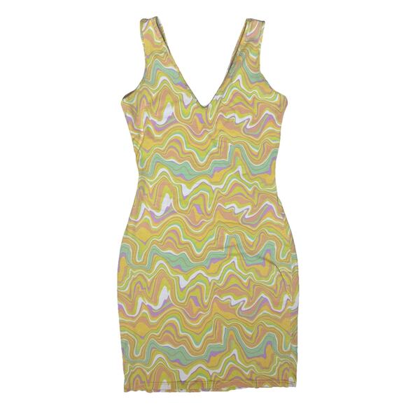wild fable Dresses & Skirts - Wild Retro Psychedelic Swirl Print Bodycon Dress Size Small Y2K 70s Aesthetic